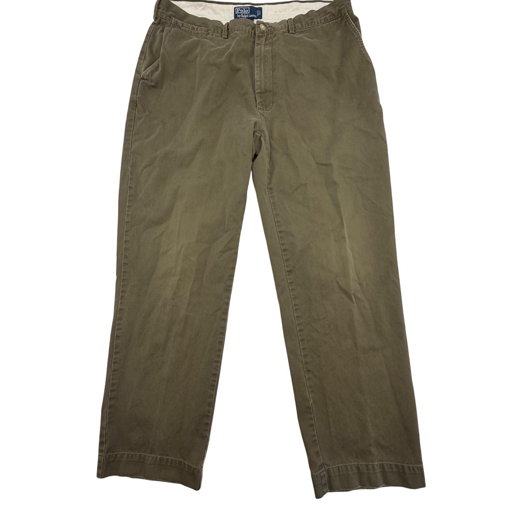 Polo Ralph Lauren Mens Classic Chino Pants 36/30 Olive Green Cotton Straight Leg
